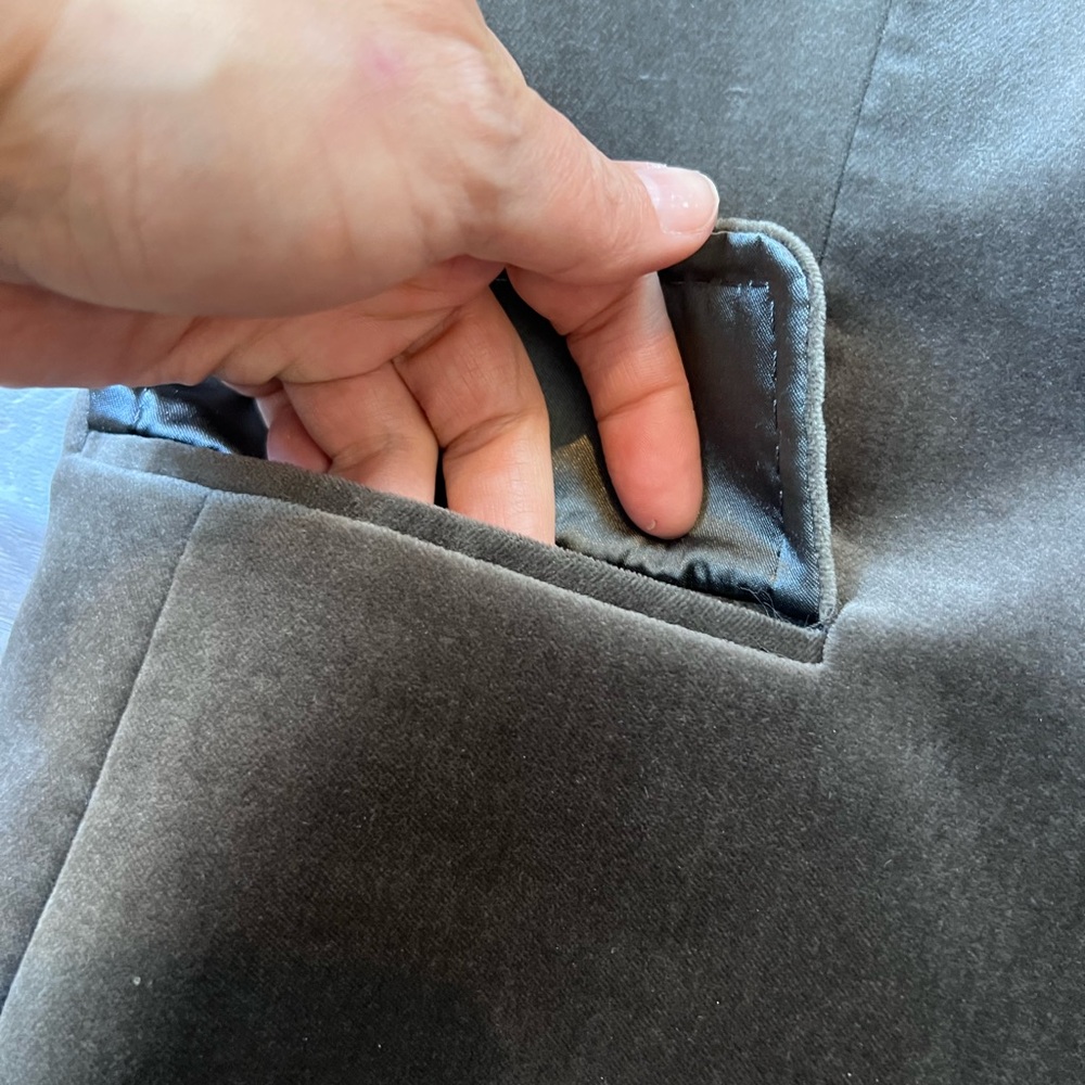 J. Crew Grey Green Colored Velvet Vintage Blazer c.2006 size 8 - Picture 9 of 11